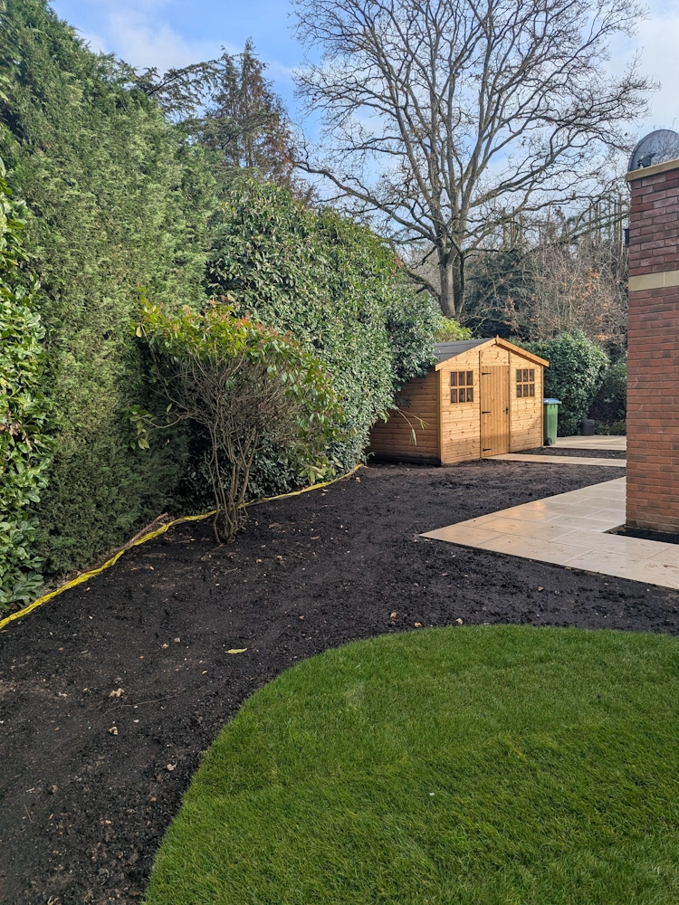 Cool, tranquil corner of the garden beside the new garden building